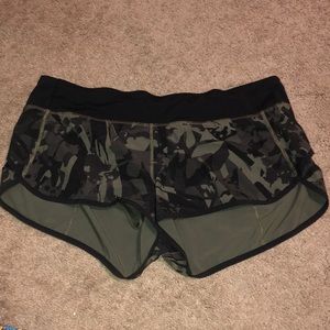 Camo Green Lululemon Speed Shorts 10